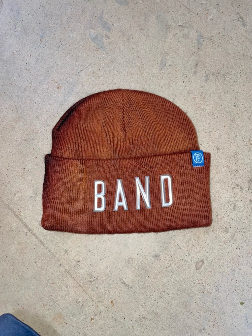 Victoria's Secret Brown Knit Beanie with BAND Embroidery